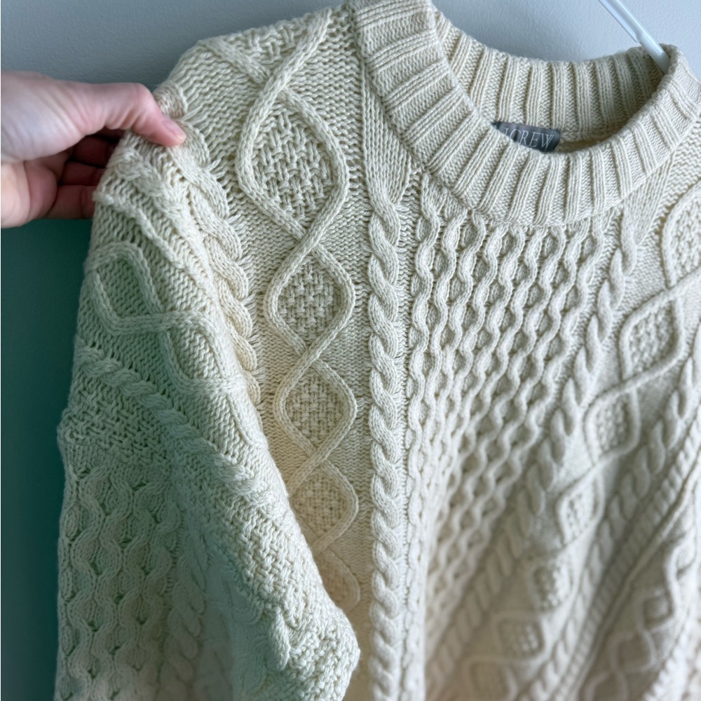 J. Crew Cable-knit Chunky Sweater - Cream - Size L/XL - NWT - Picture 7 of 9